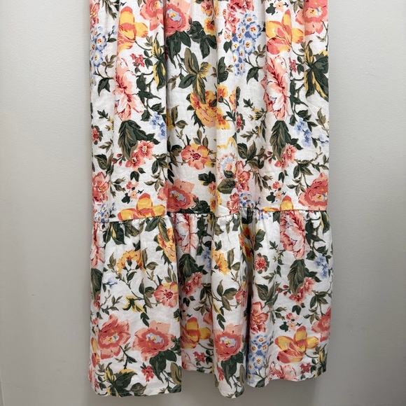 Faithfull the Brand Riso Linen Midi Dress Puff Sleeve Floral Multi Size S - Picture 8 of 12